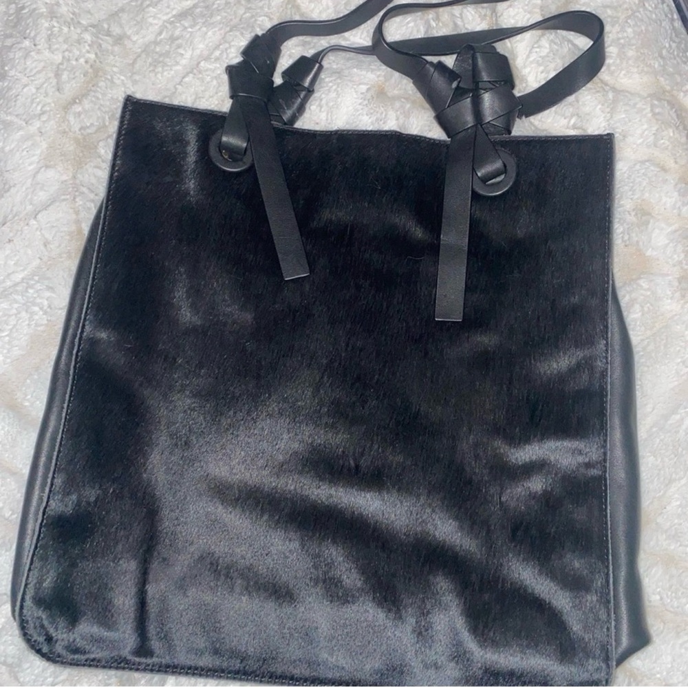 UGG Black Genuine Cow Hide Leather Tote Bag - Picture 2 of 7